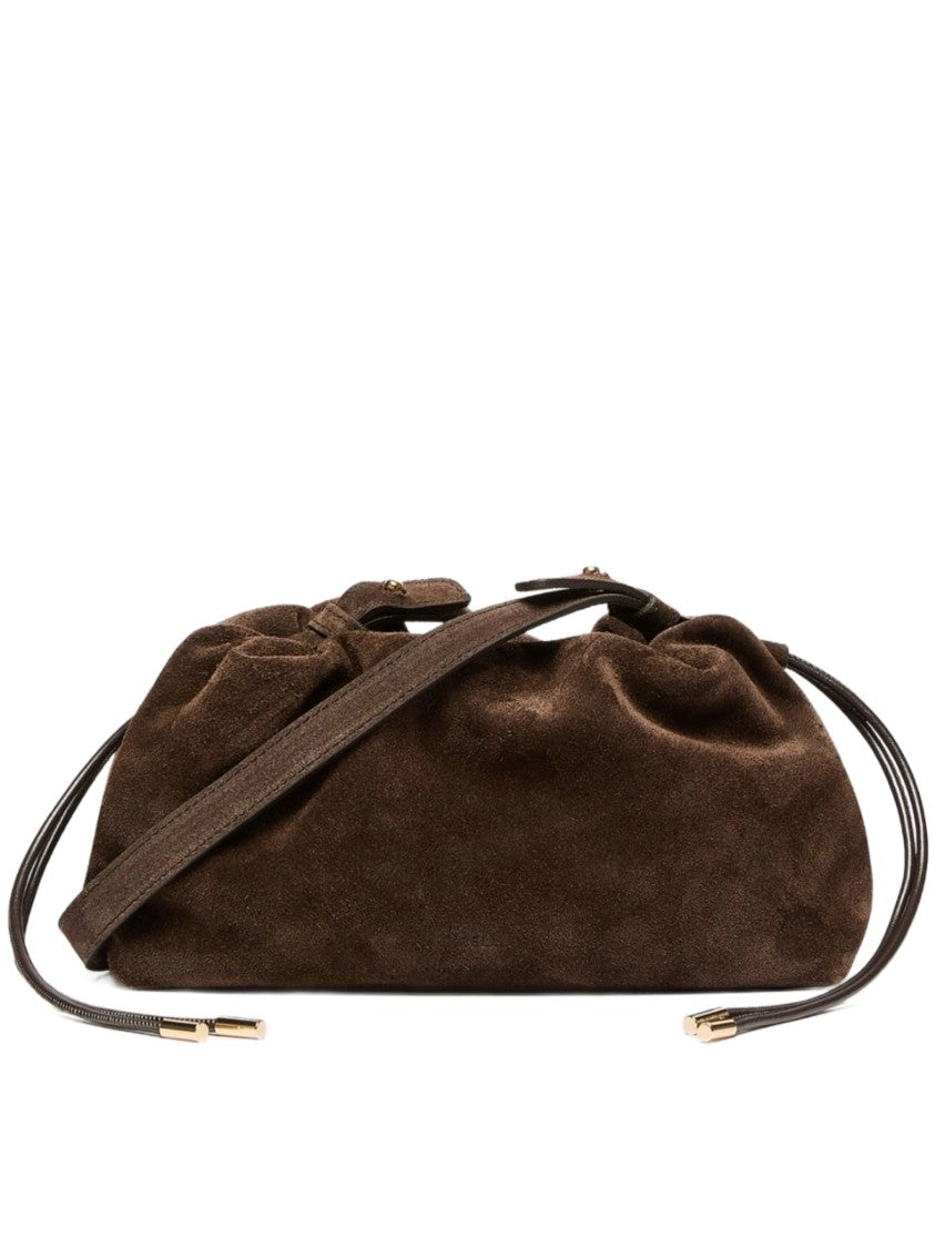 Marella Soft Brown Suede Shoulder Bag With Adjustable Strap