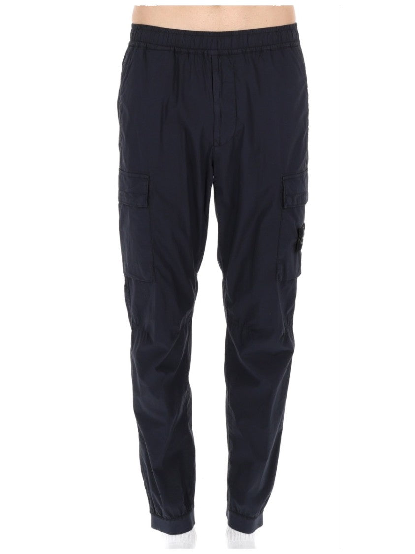 Stone Island Relaxed Fit Cargo Pants With Elastic Waist And Flap Pockets