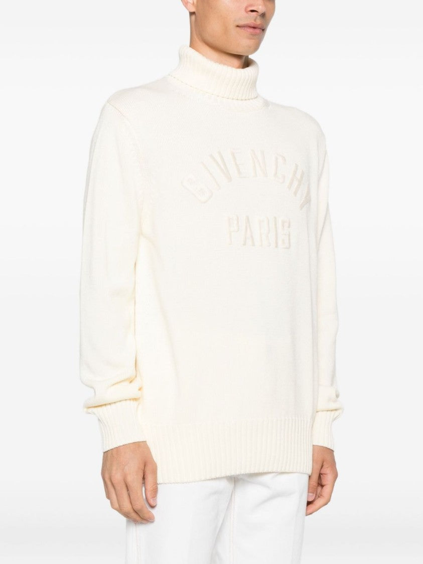 Givenchy Ribbed High Neck Sweater With Embossed Logo Detail