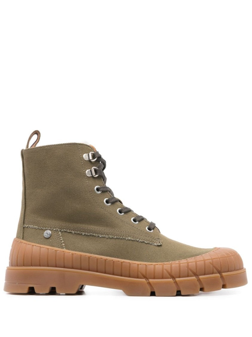 Kenzo Khaki Lace-Up Side Zip Boots