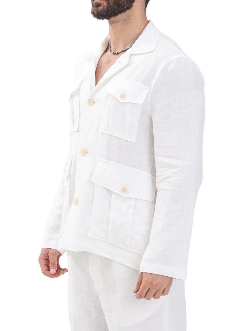 I M Brian Linen Jacket With Button Closure And Functional Pockets