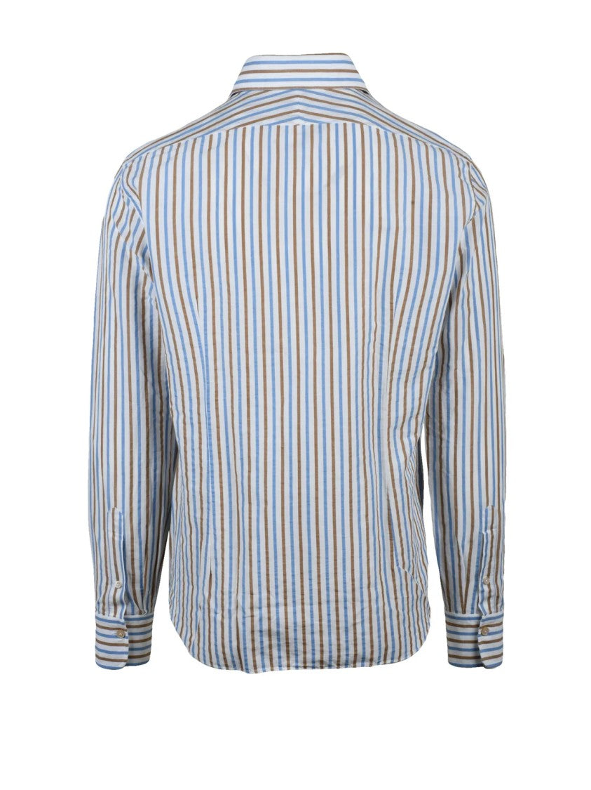 Alessandro Gherardi Beige Light Blue Striped Shirt