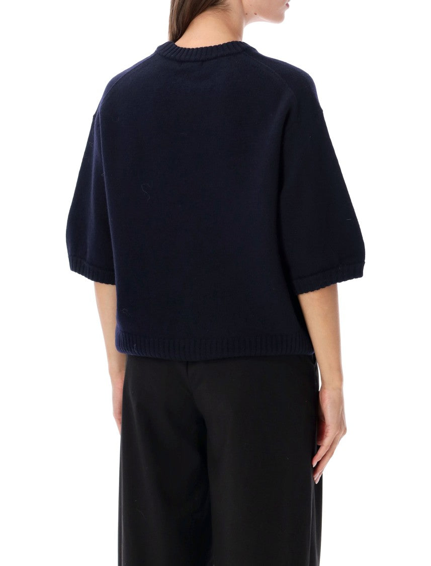 Soeur Contemporary Relaxed Knit Sweater With Balloon Sleeves