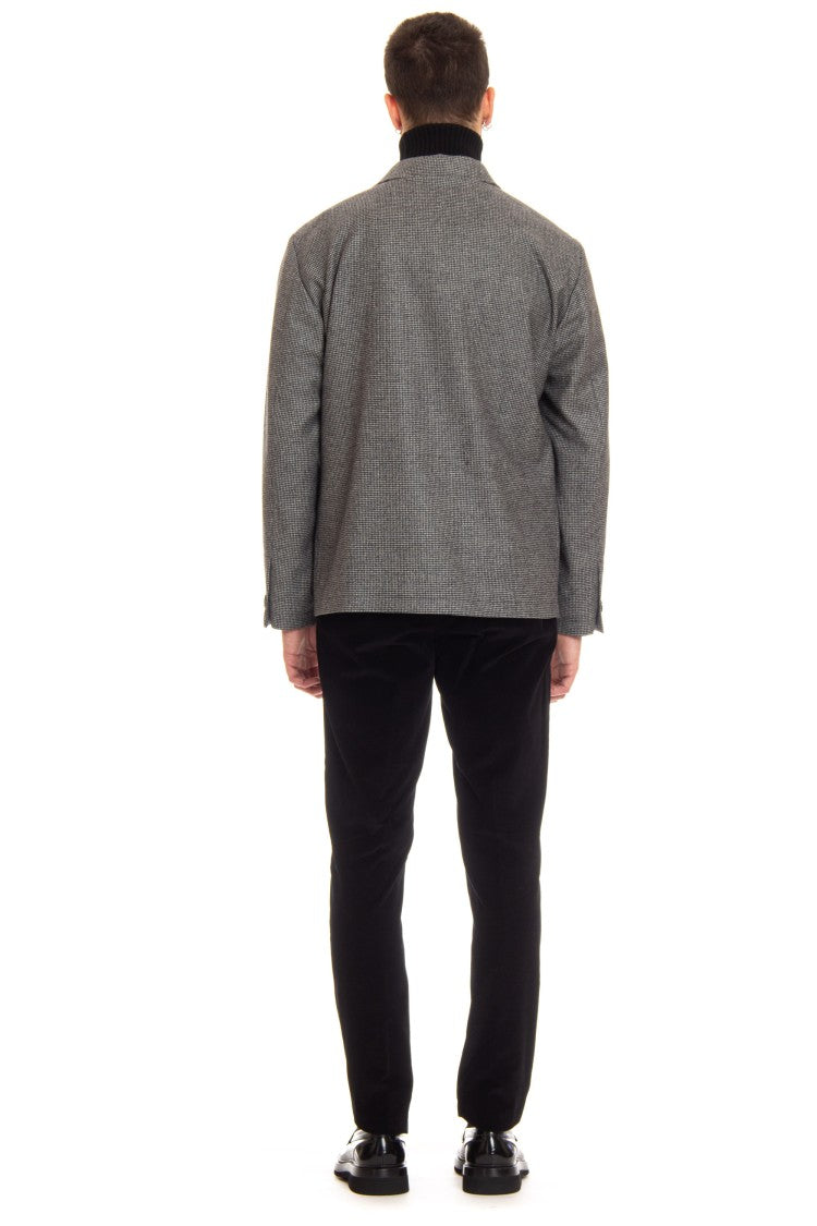 Lardini Refined Grey Wool-Cashmere Overshirt With Exclusive Pattern