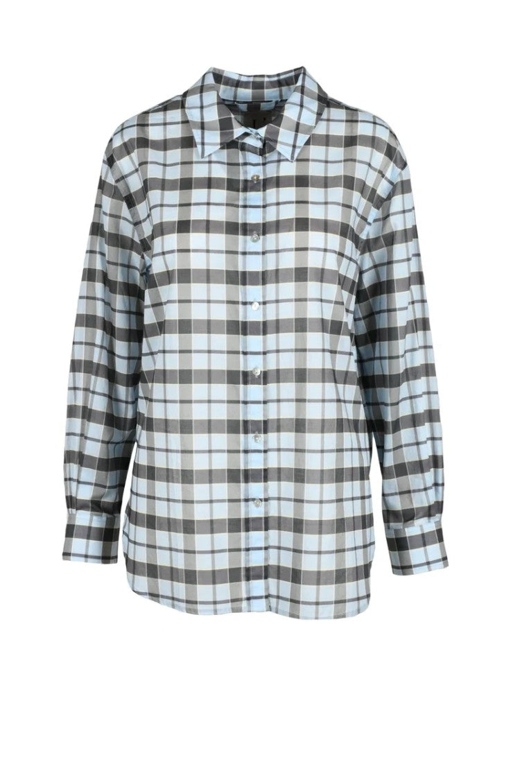 L Autre Chose Light Blue Garzato Cotton Shirt