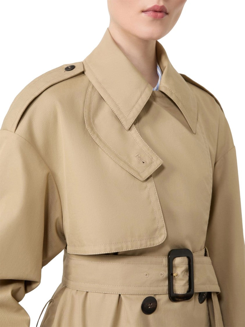 Max Mara Double-Breasted Trench Coat With Belted Waist And Epaulets
