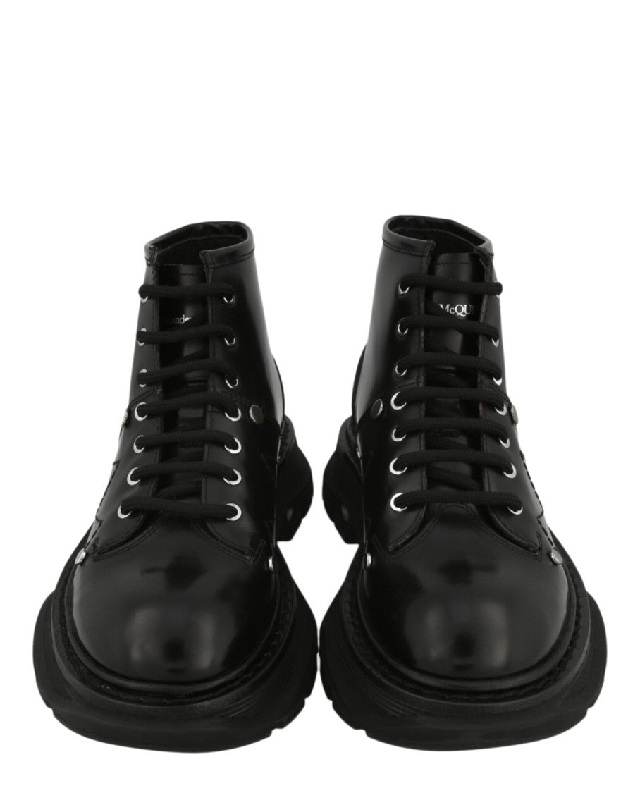 Alexander Mcqueen Leather Ankle Combat Boots