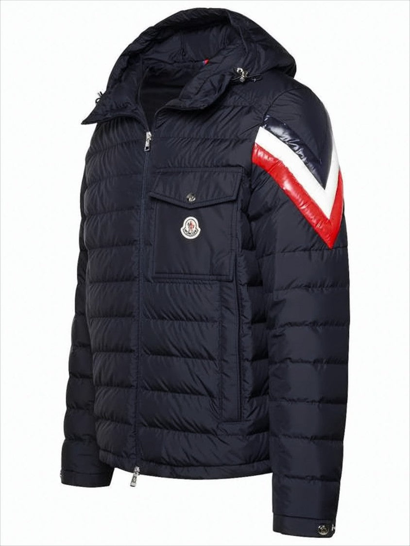 Moncler Quilted Padded Jacket With Chevron Pattern And Hood