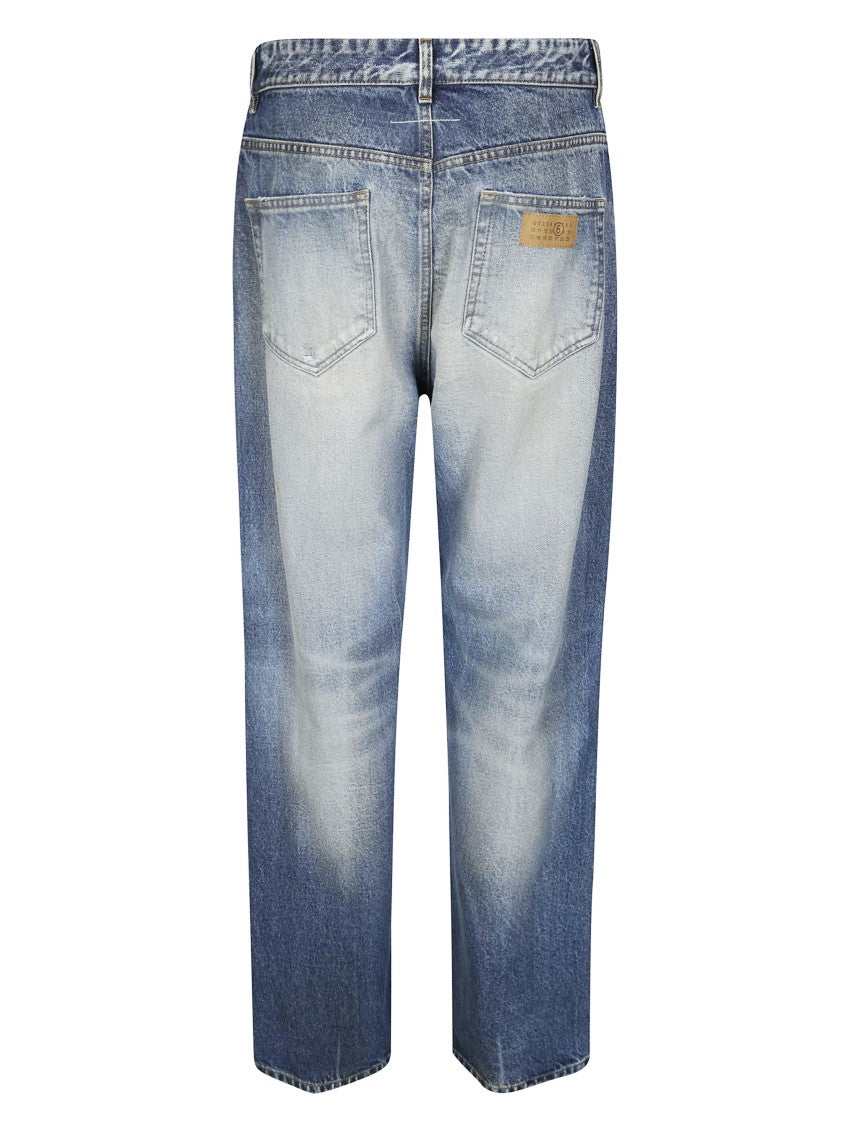 Mm6 By Maison Margiela Faded Blue Vintage Distressed Jeans