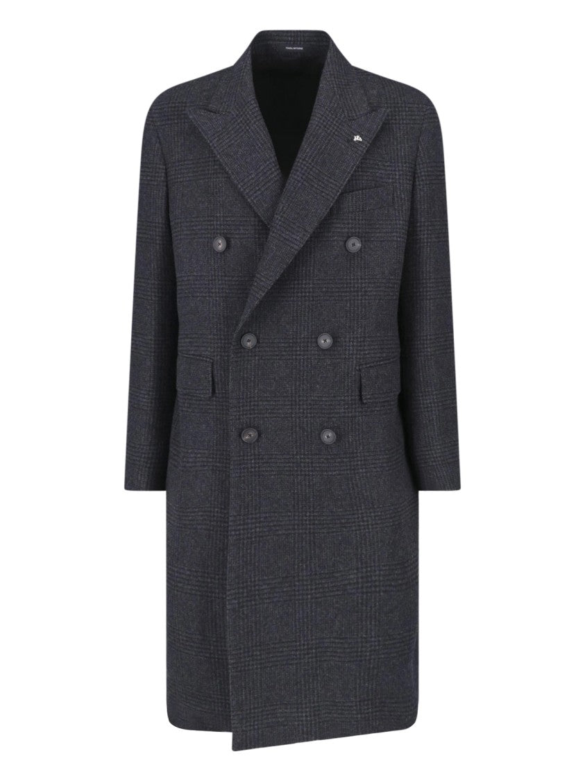 Tagliatore Dark Grey Double-Breasted Virgin Wool Coat