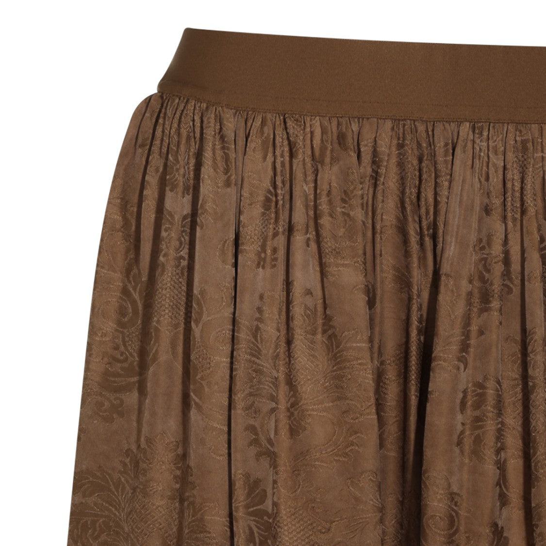 Uma Wang Rich Brown Jacquard Gathered Midi Skirt