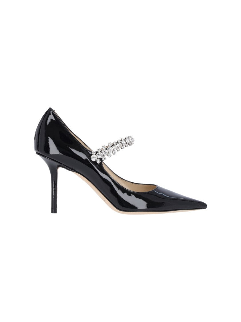 Jimmy Choo "Bing 85" Mules In Black Patent Leather