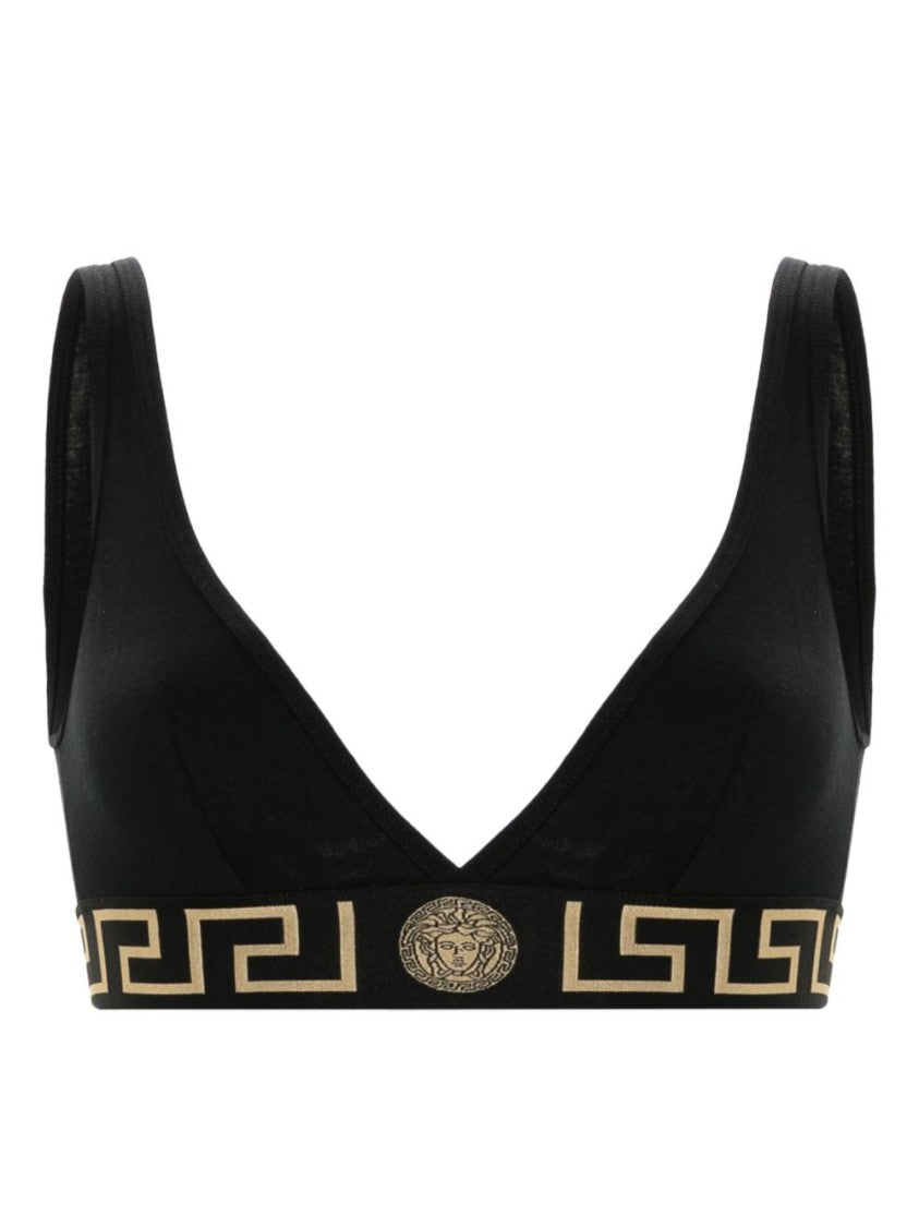 Versace Black Gold-Tone Plunging V-Neck Tank Top
