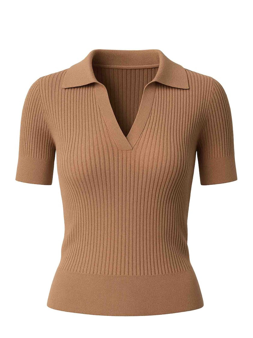 Max Mara Short-Sleeve V-Neck Knit Top