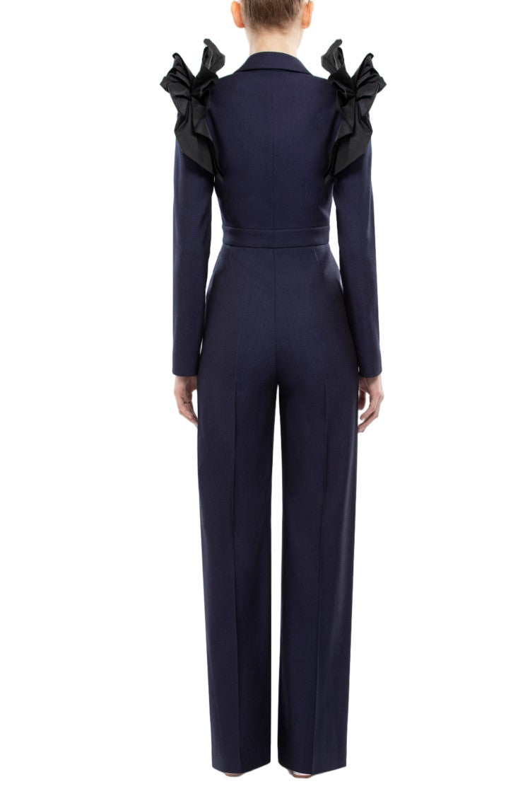 Saiid Kobeisy Asymmetrical Ruffled Jumpsuit With Gold Accent
