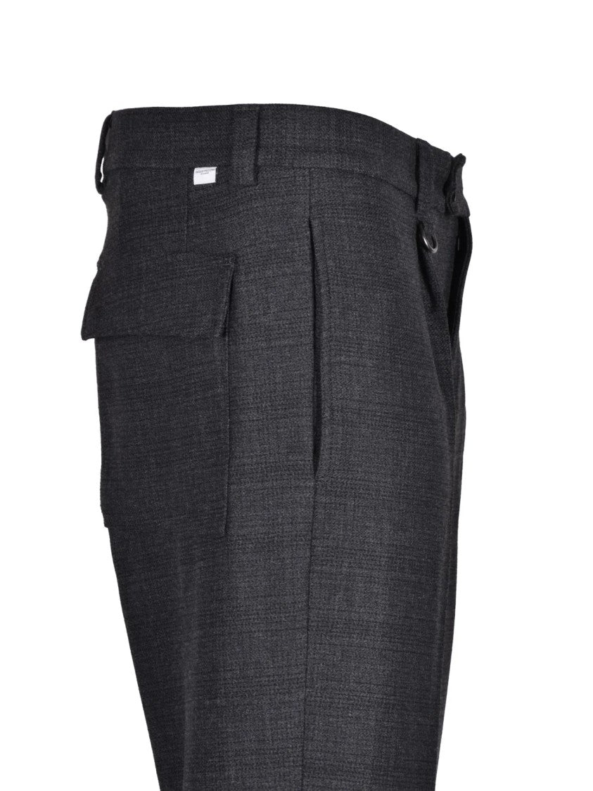 Paolo Pecora Grey Pleated Stretch Wool-Blend Chino Pants