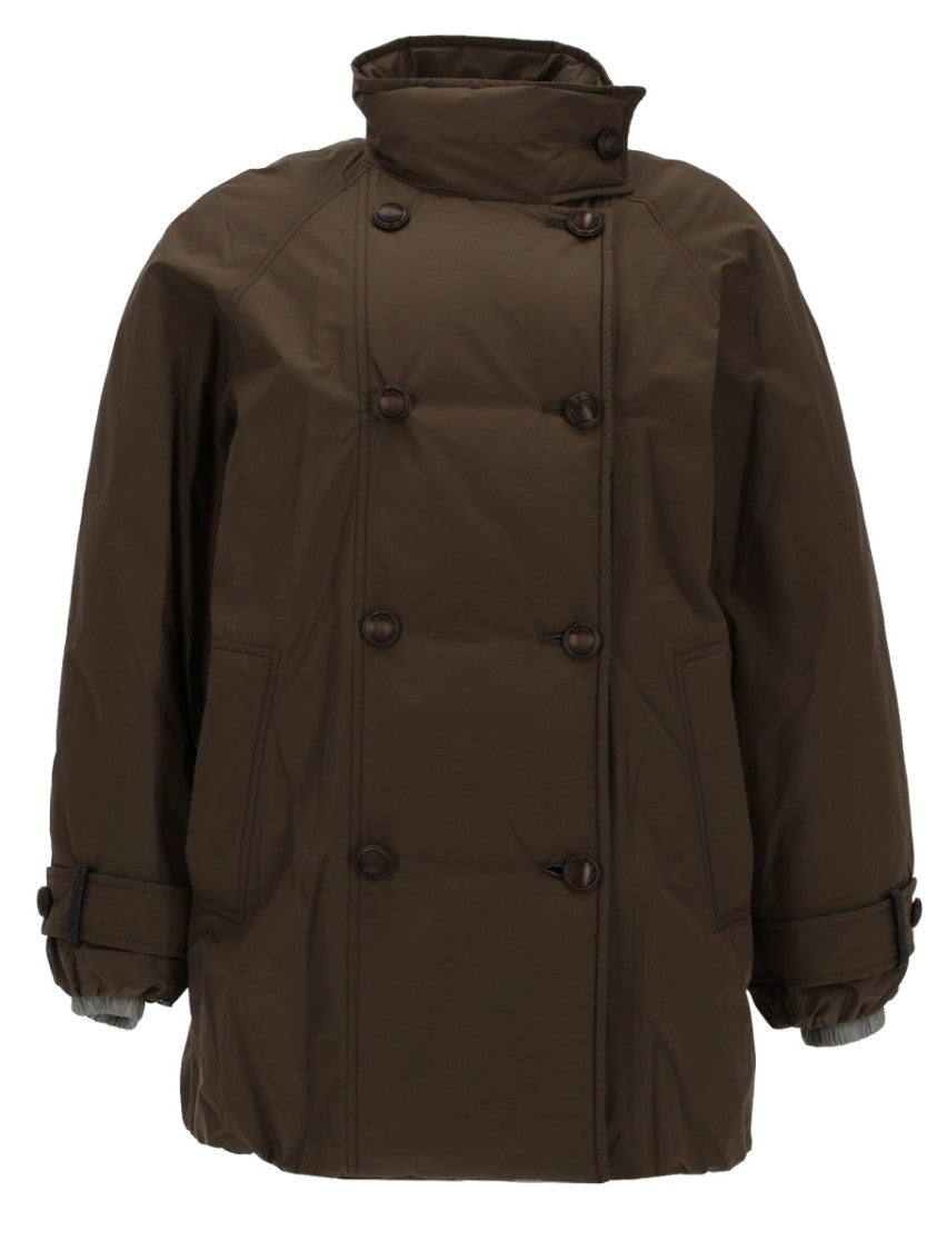 Brunello Cucinelli Quilted Double-Breasted Down Jacket With High Collar