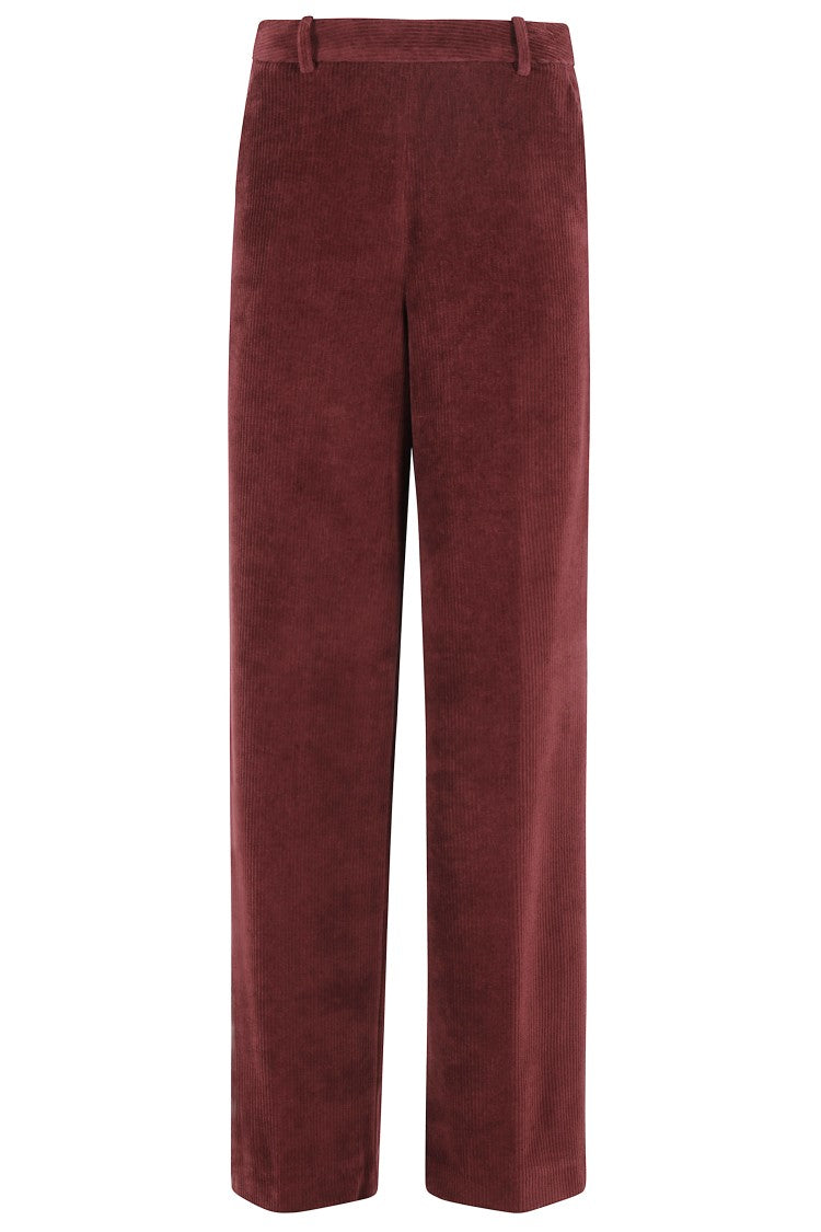 Circolo 1901 Burgundy Wide Leg Pants With Mid-Rise Waistband