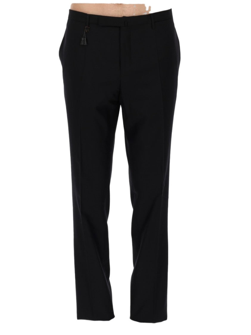 Incotex Tailored Black Wool Trousers With Classic Silhouette