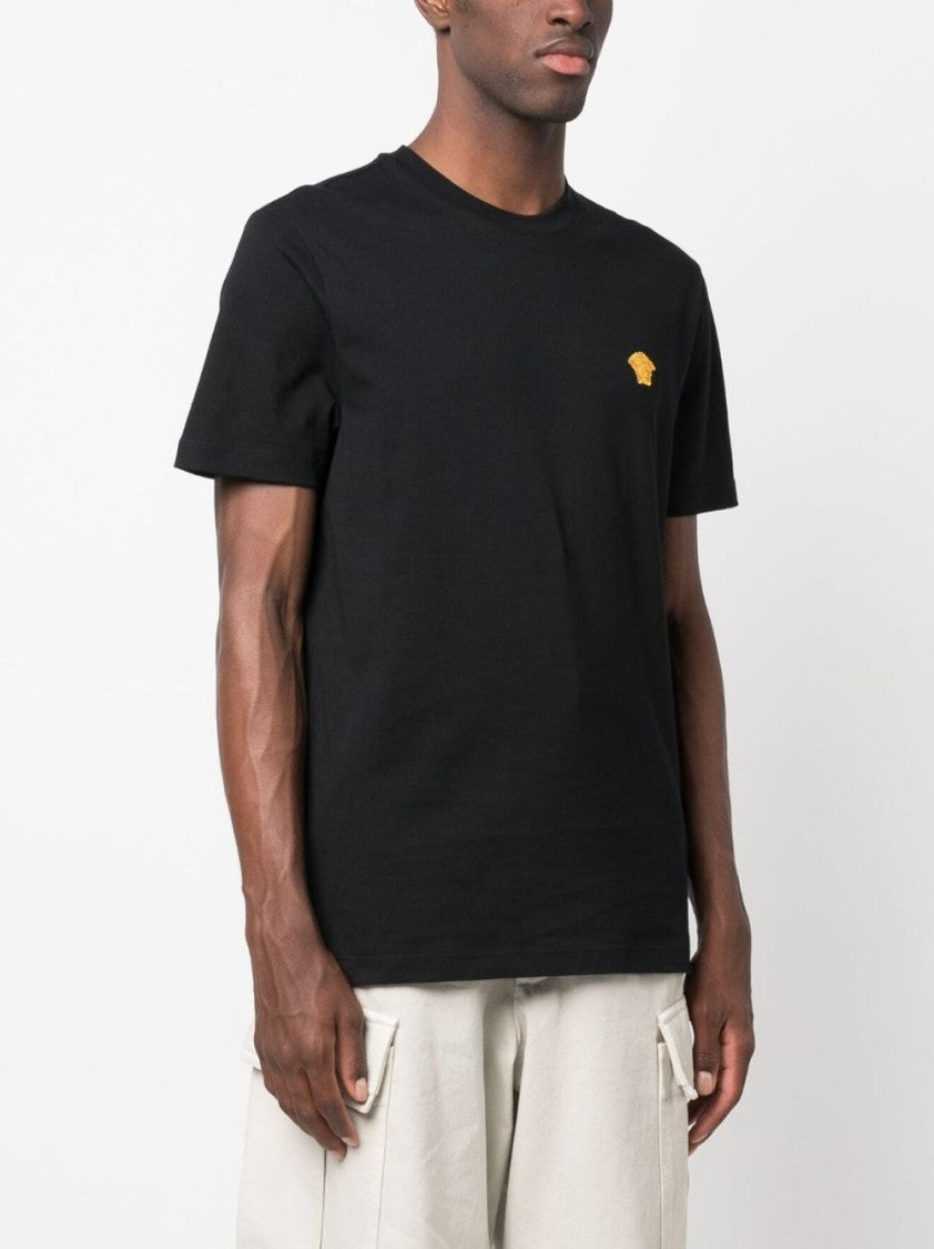 Versace Black Cotton T-Shirt With Iconic Medusa Logo
