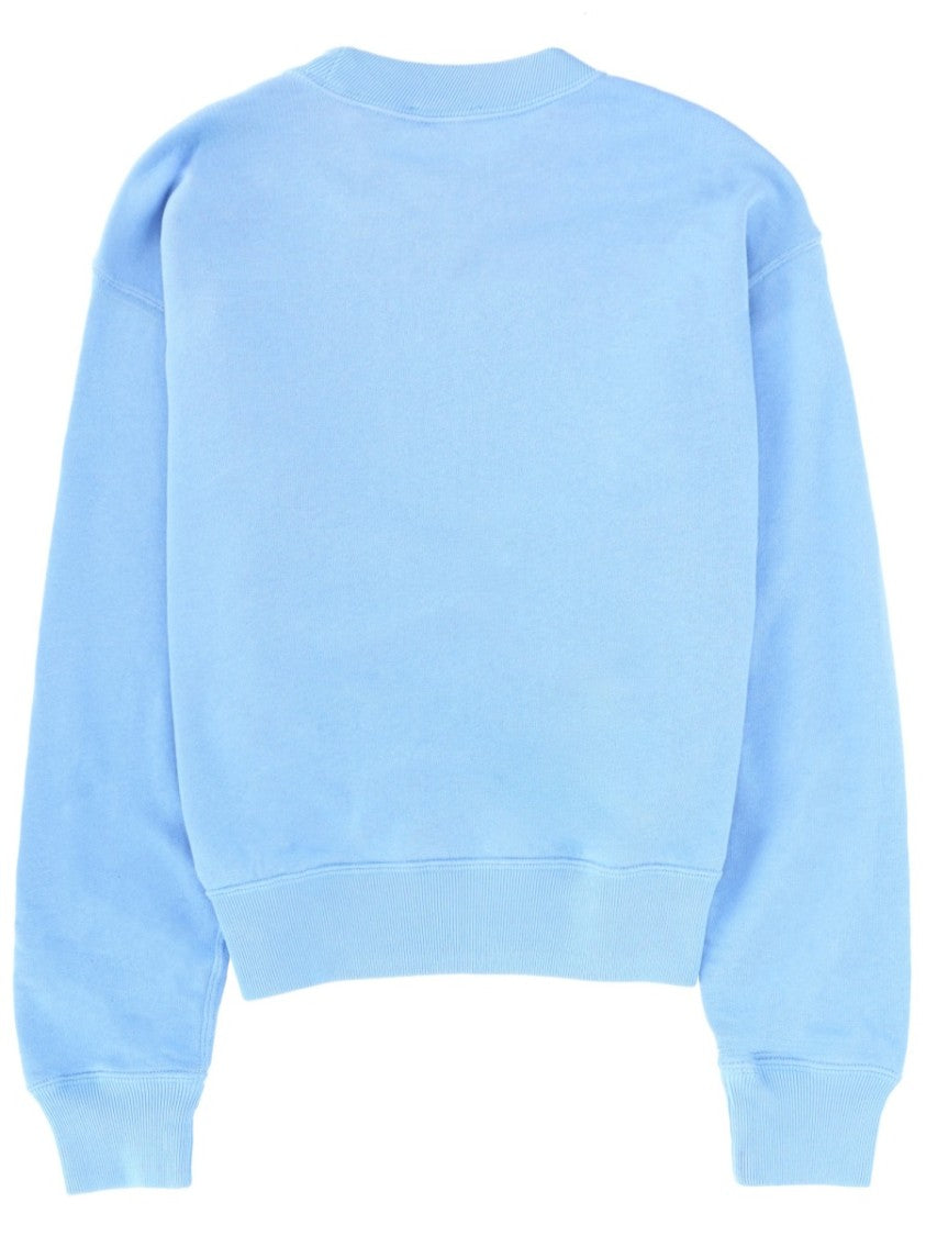 Polo Ralph Lauren Light Blue Cropped Embroidered Cotton-Blend Sweatshirt