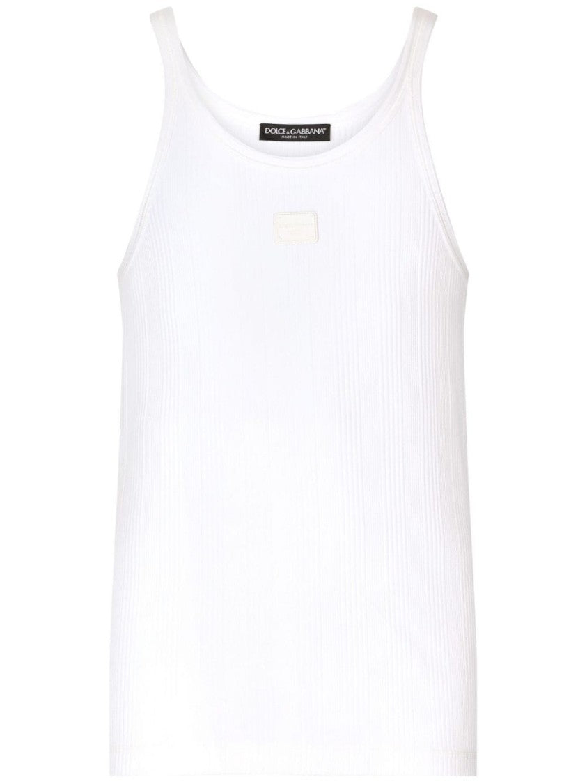 Dolce & Gabbana Classic Fit Cotton Blend Tank Top With Ribbed Texture