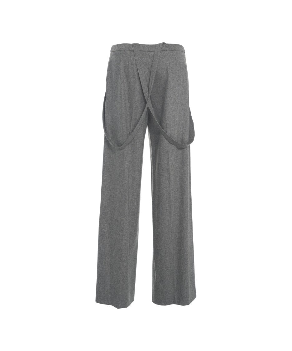 Pt Torino Wide-Leg Trousers With Subtle Suspenders And High Waist