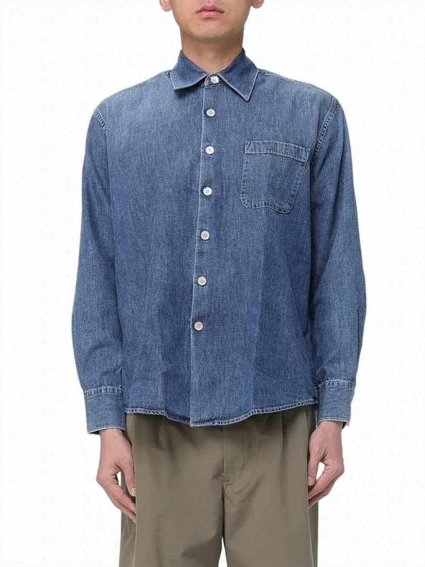 Our Legacy Denim Long Sleeve Shirt With Classic Collar