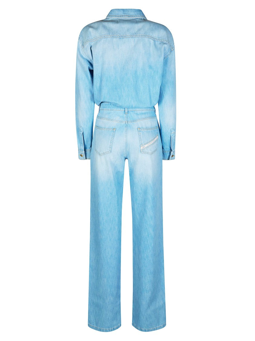Elisabetta Franchi Light Blue High Waist Jumpsuit