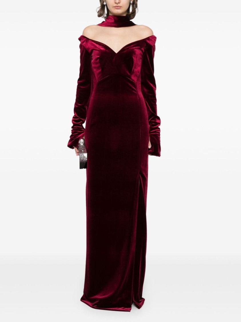 Saiid Kobeisy Velvet Long Fitted Dress