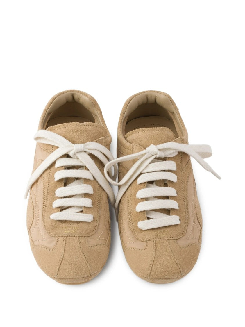 Prada Beige Montecarlo Suede/Smooth Texture Sneakers