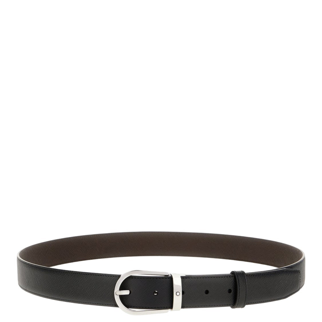 Montblanc Reversible Leather Belt With Polished Silver-Tone Buckle