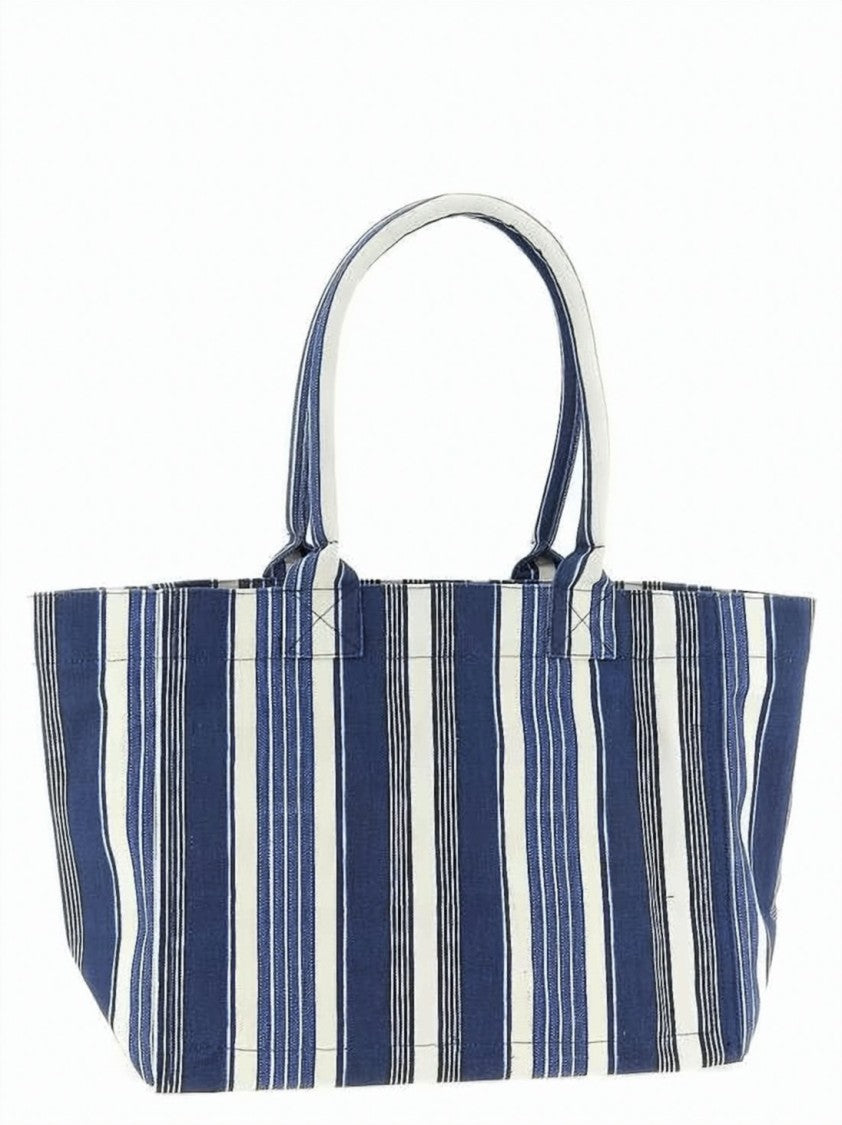 Isabel Marant Medium Cotton Shoulder Bag With Vertical Stripes