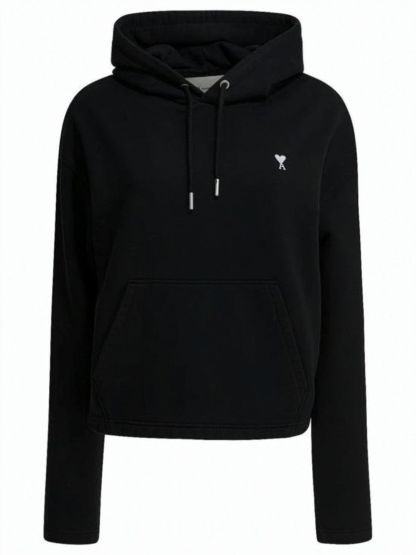 Ami Paris Cropped Heart Emblem Hoodie