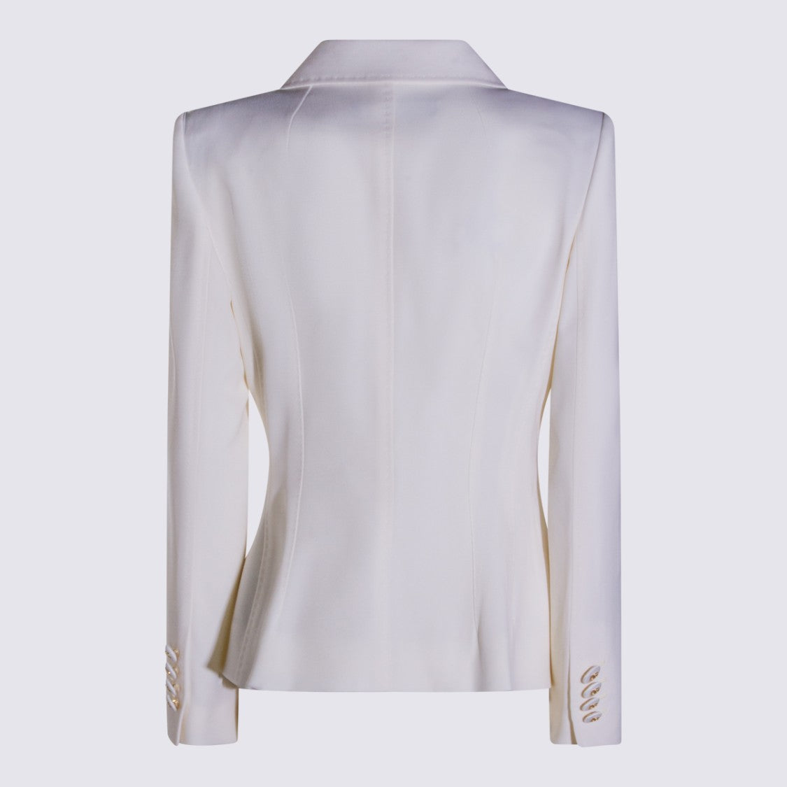 Dolce & Gabbana Double-Breasted White Wool Blazer With Structured Lapel
