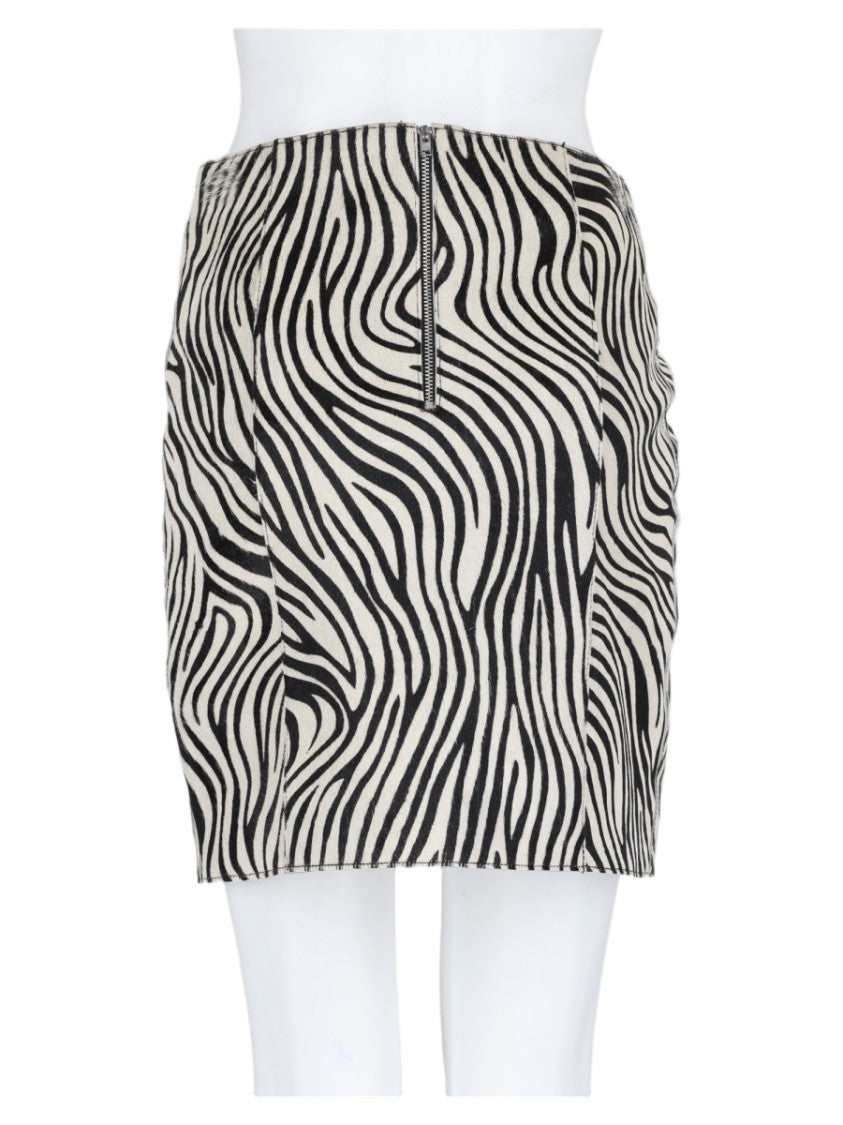 Alysi Animalier Bold Print Fitted Leather Mini Skirt