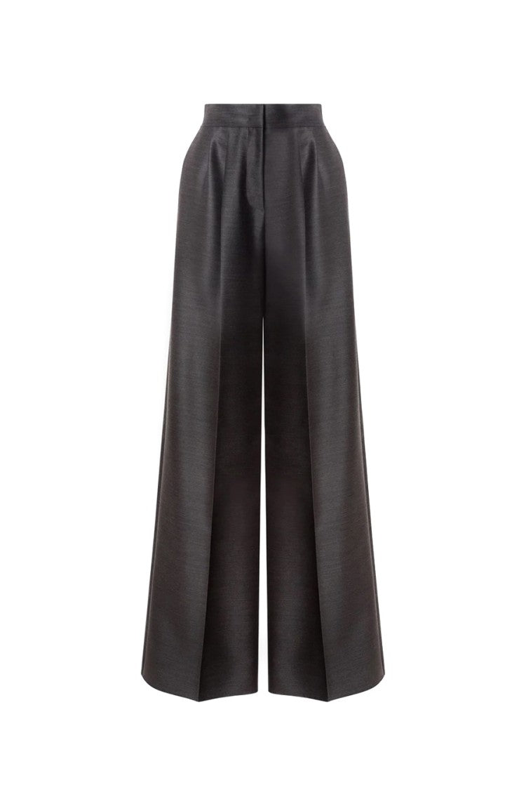 Alberta Ferretti Black Cotton-Blend Wide-Leg Pants