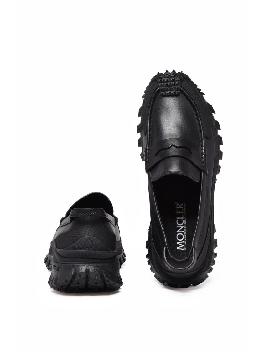 Moncler Black Leather-Blend Moccasin Loafers