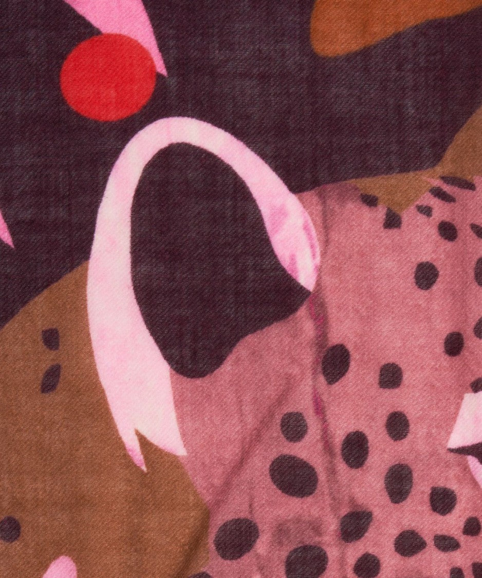 Codello Multicolored Abstract Pattern Foulard With Fringed Edges