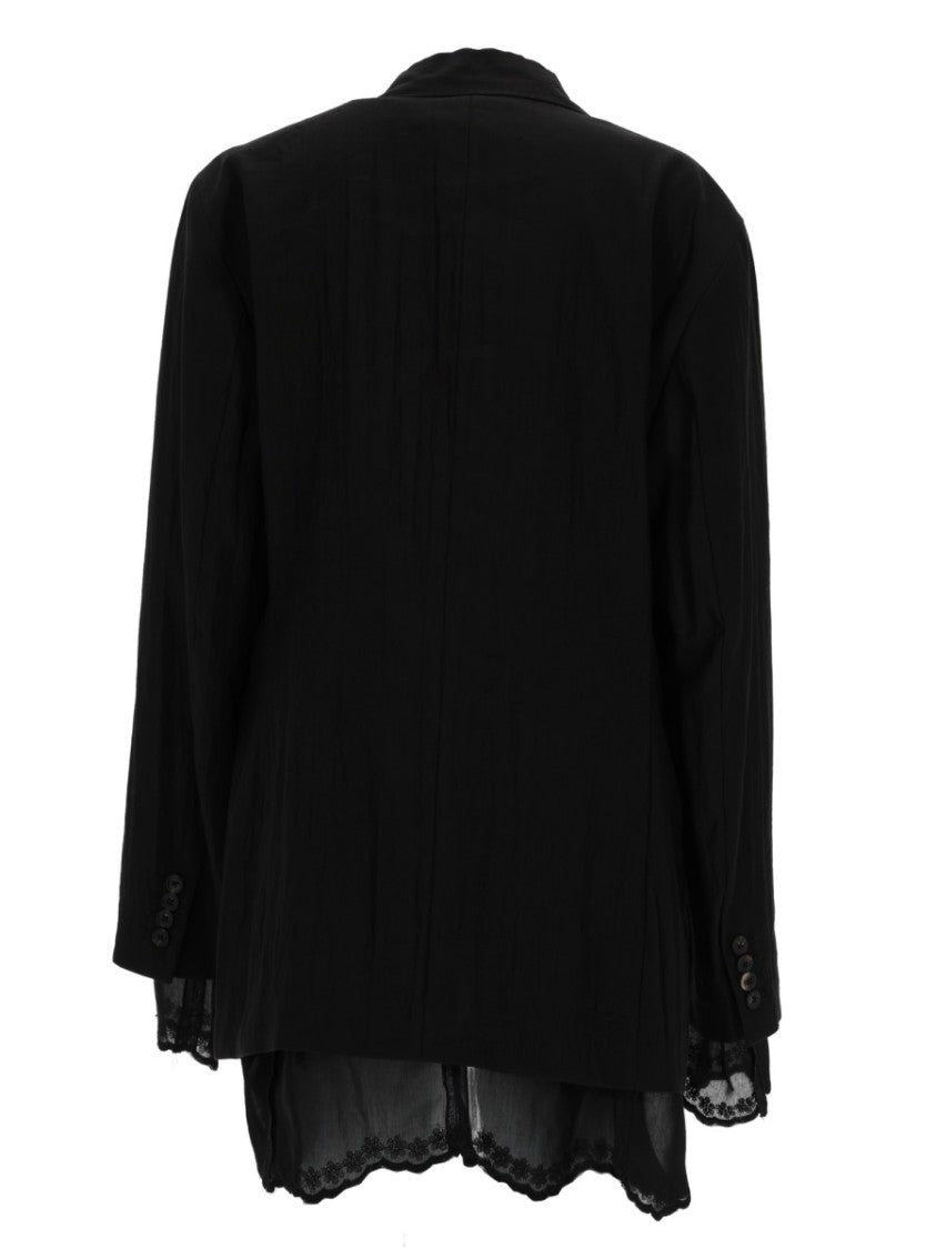 Our Legacy Black Reversible Loose Fit Lace Trim Blazer