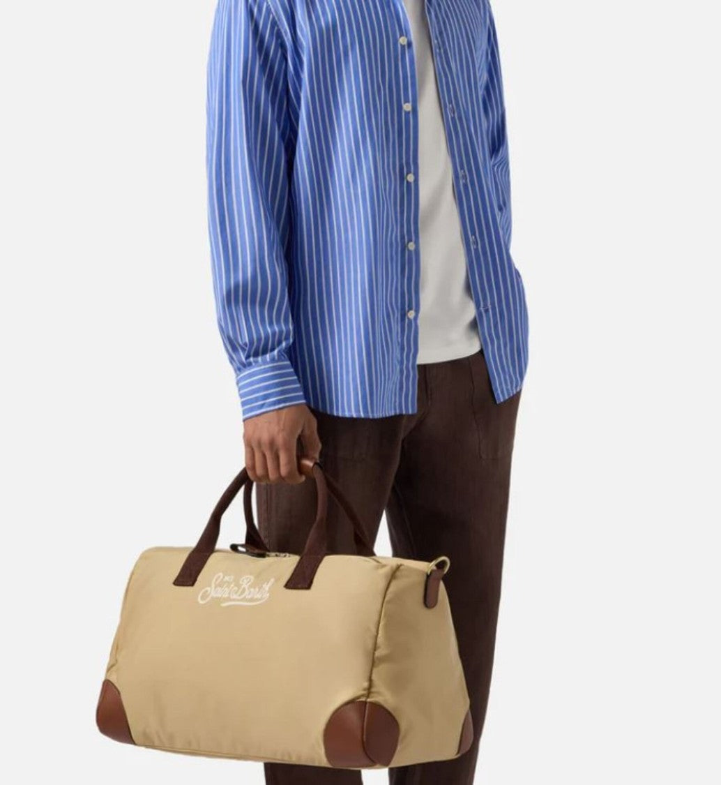 Mc2 Saint Barth Spacious Rectangular Duffle Bag With Leather Accents
