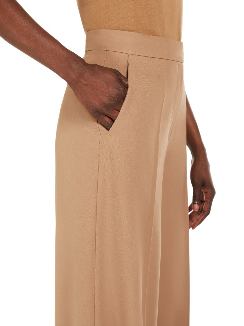 Max Mara Wide-Leg Beige Trousers With Sharp Pleats