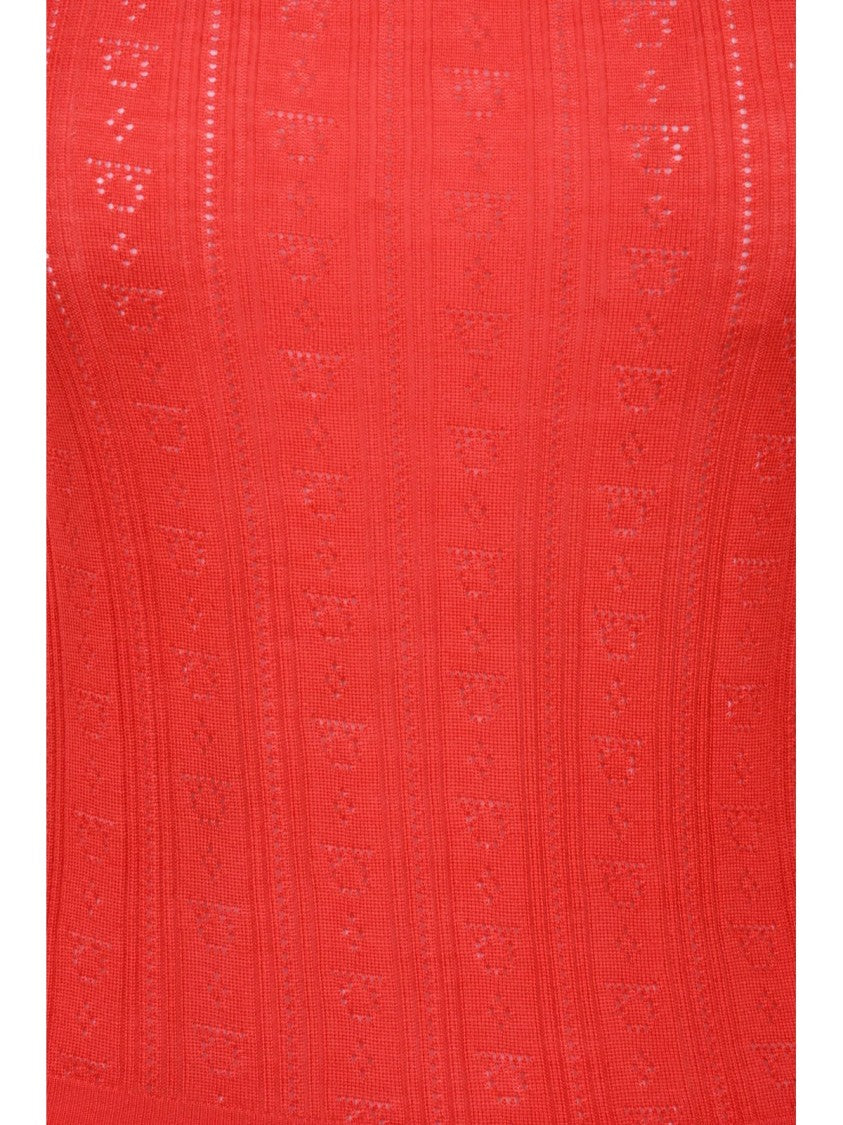 Salvatore Ferragamo Red Wool Knit Top