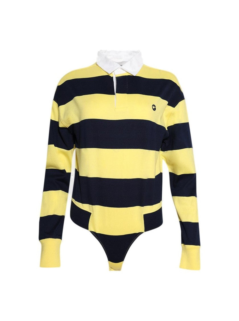 Coperni Striped Polo Bodysuit Yellow And Blue
