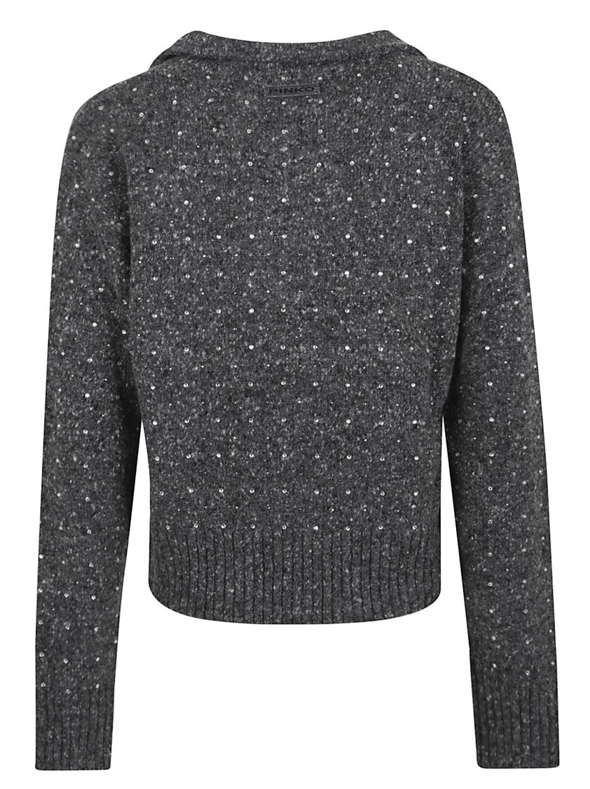 Pinko Cropped Textured Knit Sweater