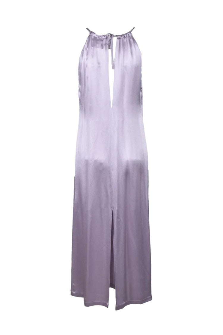 Erika Cavallini Pink Satin Finish Acetate-Blend Tunic Maxi Dress