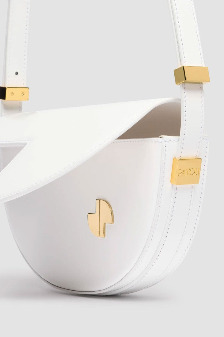Patou Glossy Leather Half-Circle Handbag
