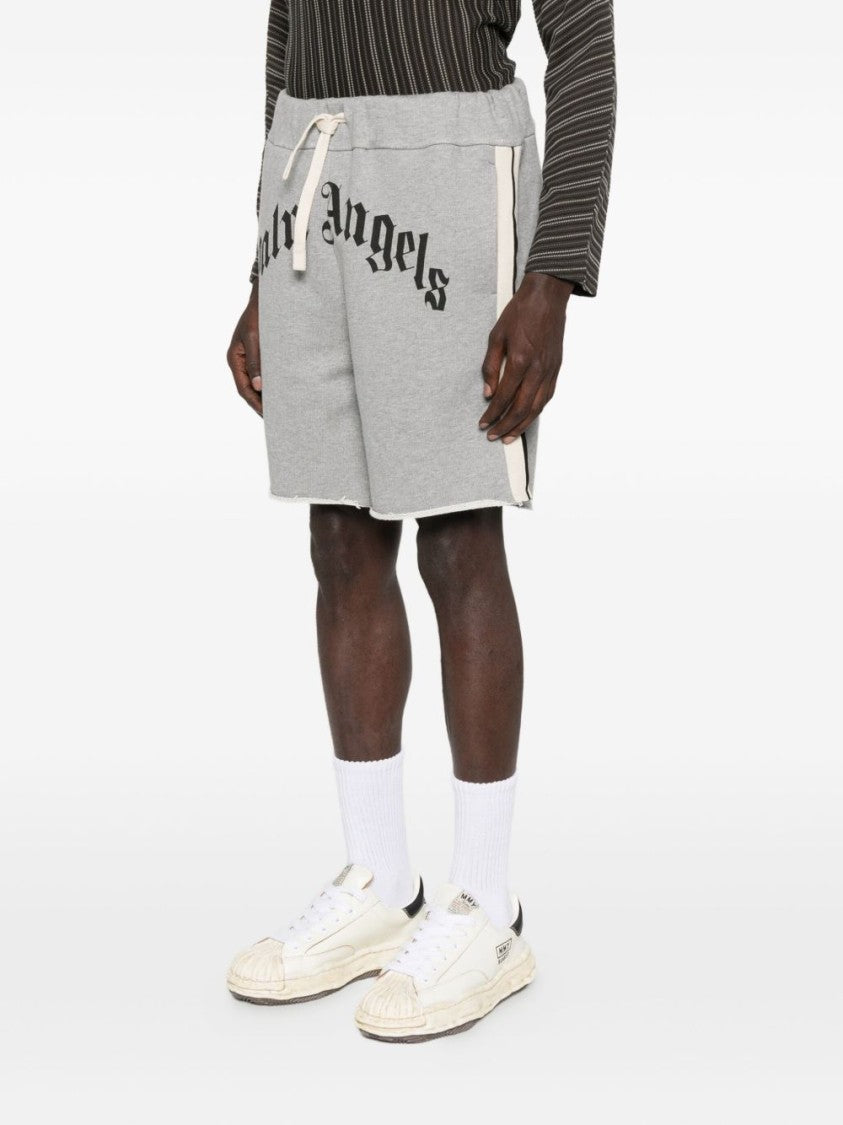 Palm Angels Relaxed-Fit Grey Shorts With Contrasting Stripes