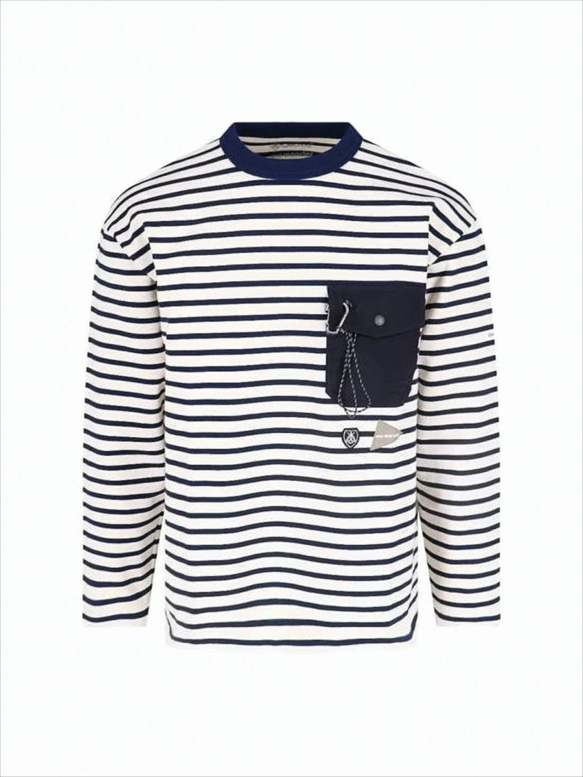 And Wander Navy And White Striped Long-Sleeve Shirt