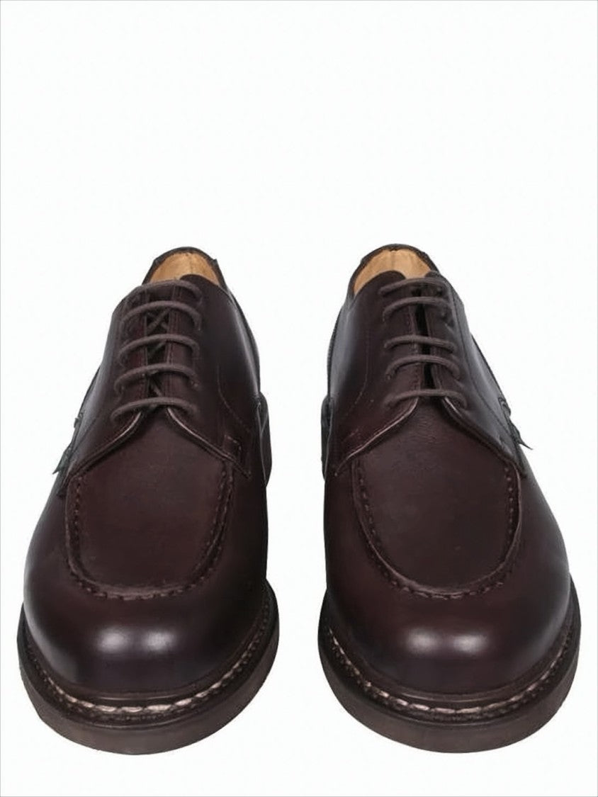 Paraboot Polished Calf Leather Loafers With Moc Toe Design